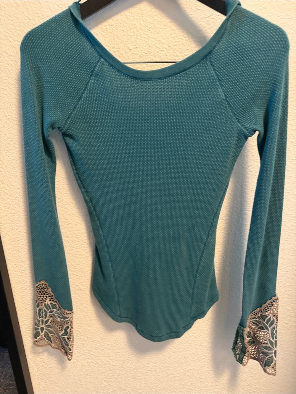 Free People Newbie Jade Bali Babe Cuff Thermal Top XS Scoop Fall Jade Granola - Picture 3 of 7